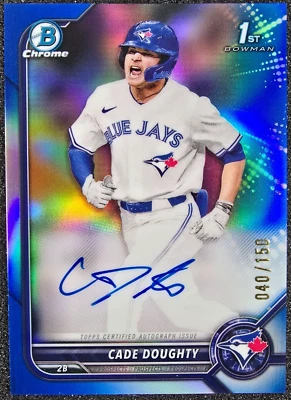2022 Bowman Draft Chrome 1st Blue Refractor Auto /150 Cade Doughty #CDA-CDY - Image 1 of 2
