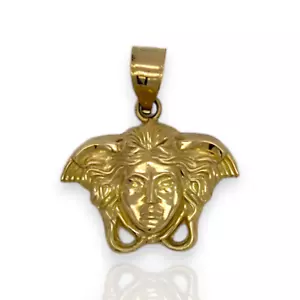 Medusa Face Charm Pendant - 10K Yellow Gold - Picture 1 of 2