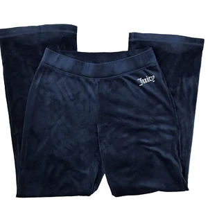 Juicy Couture Velour Lounge Pants Women's Small Blue Wide Leg Rhinestone Logo - Picture 1 of 13