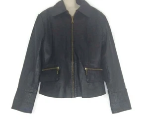 Vintage 80's Shebang USA Black Leather Jacket Girls Size 6X - Picture 1 of 6