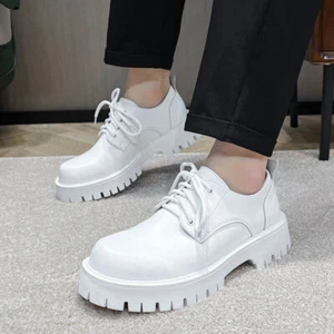 Zapatos de plataforma para hombres punta redonda con cordones zapatos de vestir formales ropa de negocios zapatos informales - Imagen 1 de 14