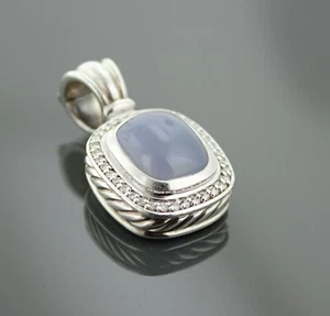 David Yurman Ciondolo Argento Sterling Blu Calcedonio e Diamanti - Foto 1 di 7