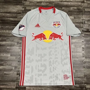 [adidas NEW YORK NY Red Bulls 2018 Home Soccer Jersey Woven Gray Red Small - Picture 1 of 8