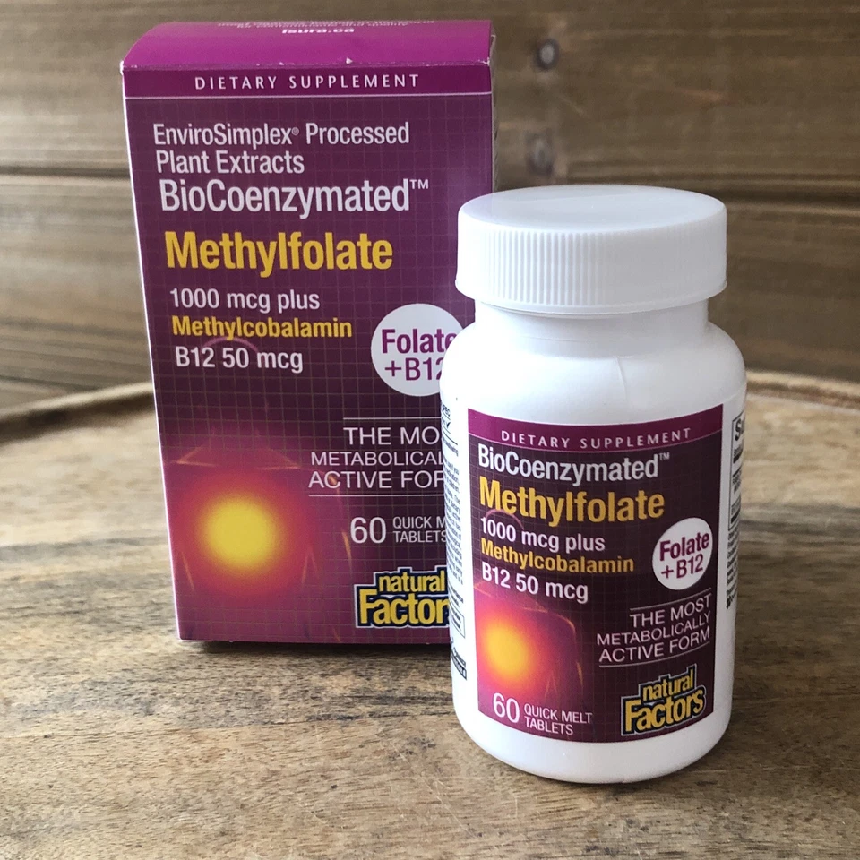 Folato BioCoenzimado Natural Factors + Vitamina B12, 60 Comprimidos - Caducidad 6/26 Foto 1 de 4