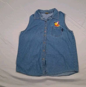 VTG Pooh Disney Denim Shirt Embroidered Winnie the Pooh Eeyore  Size 20w - Picture 1 of 14