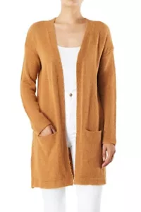 Yemak Women's Long Sleeve Open-Front Knitted Cardigan with Pockets HK8220 - Picture 1 of 18