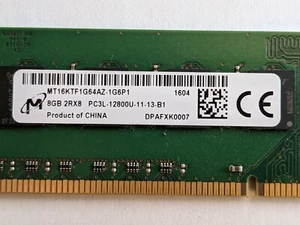 Micron 8GB 2Rx8 PC3L-12800U MT16KTF1G64AZ-1G6P1 Low Voltage Desktop Ram - Picture 1 of 3