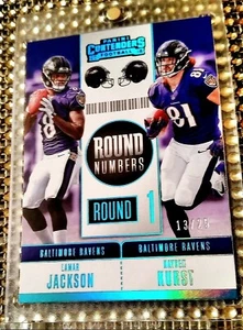13/25 2018 Contenders ROUND NUMBERS Hurst/Lamar Jackson RC RAVENS - Picture 1 of 7