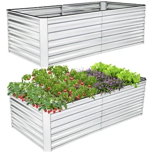 6x3x2ft/8x4x2ft Galvanized Garden Bed Elevated Raised Planter  Boxes for Outdoor - Picture 1 of 51