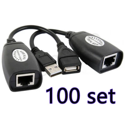 100 X USB Extender - USB 2.0 to RJ45 LAN Extension Adapter Over Cat5/Cat5e /Cat6 - Image 1 of 4