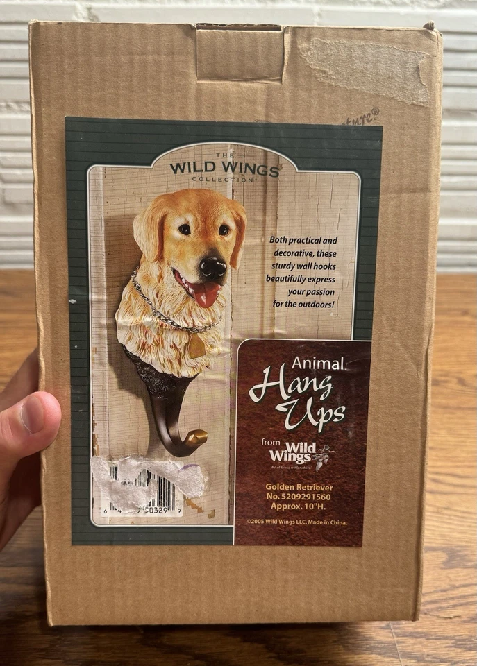 Wall Coat Hat Jacket Hook Hang up Golden Retriever Dog Wild Wings Animal Hunt
