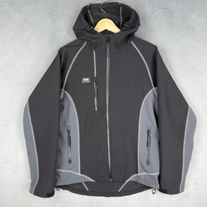 Helly Hansen Work Wear Jacket Men’s Size Medium Grey Black Soft Shell Hooded - Picture 1 of 21