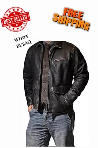 Schwarze Biker-Lederjacke im Used-Look für Herren - echtes Lammleder Motorradstil - Bild 1 von 3