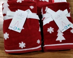 Caro Home 4 Stück SCHNEEFLOCKENBAUM VELOUR HANDTÜCHER 2 HÄNDE 2 SPITZE Plüsch rot NEU - Bild 1 von 24
