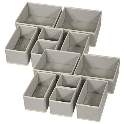  Pacote com 12 tecidos dobráveis caixa de armazenamento armário cômoda gaveta organizador tecido  - Imagem 1 de 4