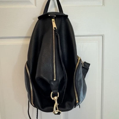 Rebecca Minkoff Mochila de Cuero Bolso Negro Guijarro Tono Dorado Herrajes Usado en Excelente Condición Foto 1 de 4