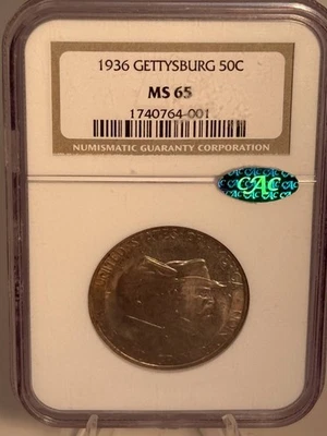 1936 Classic Commemorative Grant Memorial NGC MS-65 CAC GETTYSBURG - Image 1 of 2