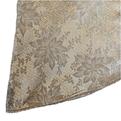 St Nicholas Square Baroque Poinsettia Tablecloth Gold 56x100" Oval Holiday - Image 1 of 4