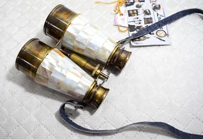 Handmade Nautical Working Luxurious Brass Binocular W/Intricate Marble Design - Image 1 of 4