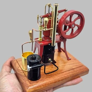 ENGINEDIY R01 Small Vertical Red Brass Manual Flywheel Start Engine Model - Photo 1 sur 11