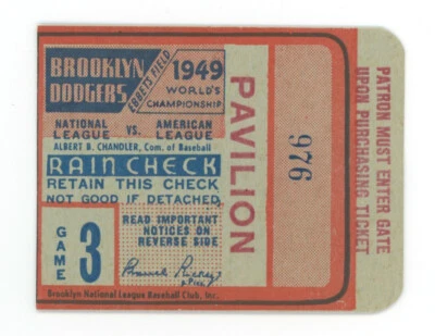 1949 年世界大赛约克洋基队在布鲁克林道奇队比赛 3 门票存根 G2U — 第 1/4 张图片