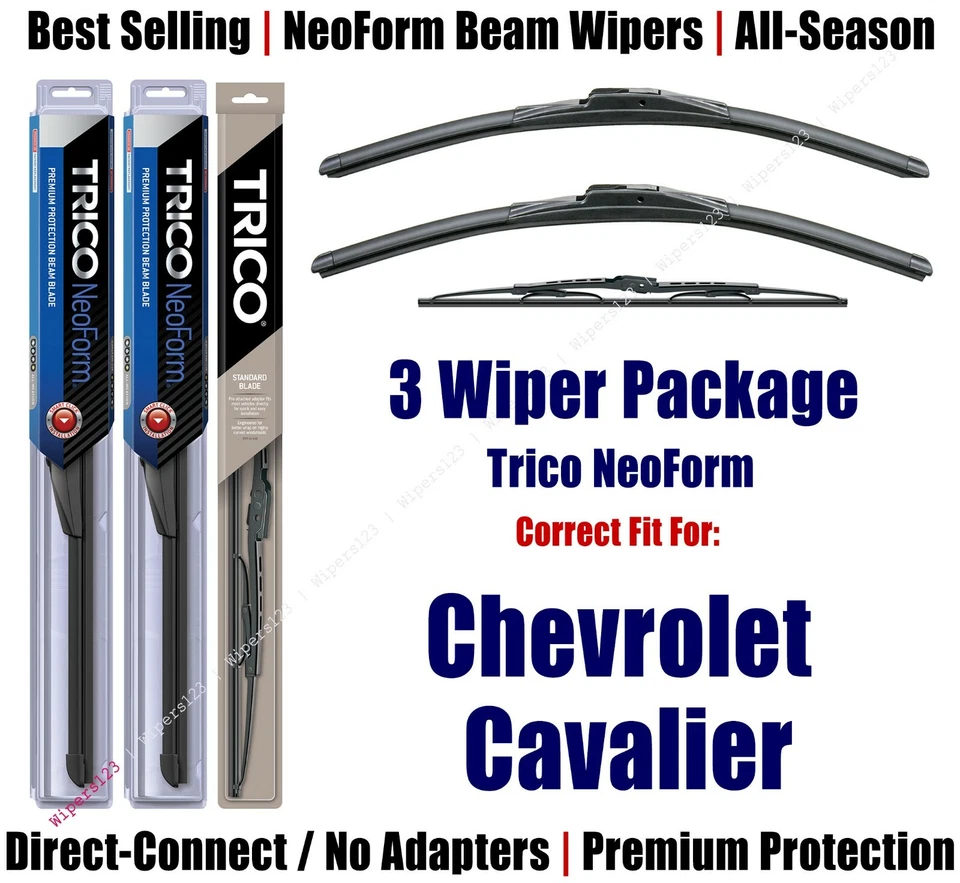 3pk Wipers Front & Rear NeoForm - fit 1982-1988 Chevrolet Cavalier 16160x2/30160 Foto 1 de 1