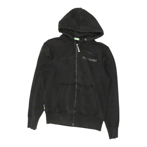 Sudadera con capucha negra Kawasaki para hombre | Sudadera con capucha informal vintage con logotipo de motocicleta con cremallera completa - Imagen 1 de 4