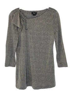 Deletta Anthropologie Navy Gold Glitter Sparkle Knit Blouse Top Size Medium L2 - Picture 1 of 6