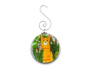 Orange Cat Plants Mini Ornament Handmade Holiday Stocking Stuffer Gift Decor - Picture 1 of 14