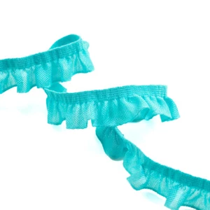 Volantes elásticos 15 mm cinta de volantes lisos turquesa - precio válido para 0,5 metros - Imagen 1 de 2