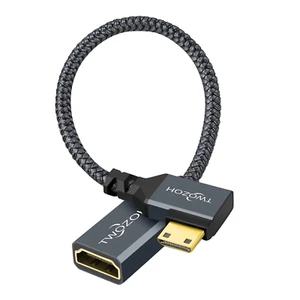 Mini HDMI to HDMI Adapter Cable 0.6FT, Nylon Braided 90° Degree Right Angle Male - Picture 1 of 11