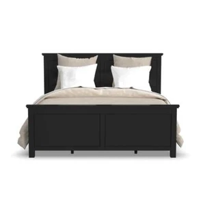 HOMESTYLES Panel Beds 50.5"H x 82.5"W x88.5"D Oak Park Solid Wood, Black King - Picture 1 of 8