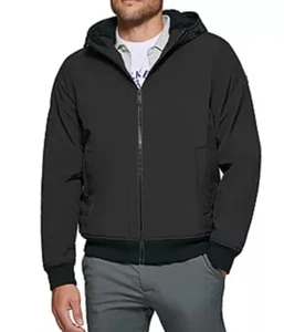 Dockers Mens Soft Shell Sherpa Bomber Jacket Black XXL NEW uhl - Picture 1 of 4