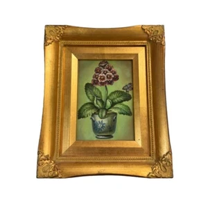 Robert Grace Cineraria Flower Oil Painting Ornate Gold Frames 11.5"x9" - Picture 1 of 7