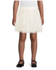 Holiday Time Girls Delicate Ivory Mesh Skirt Gold Foil Dots XL (14-16) NWT - Picture 1 of 7