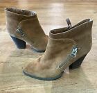 Very Volatile Brown Suede Leather Ankle Boots Bootie Side Zip Womens Size 8