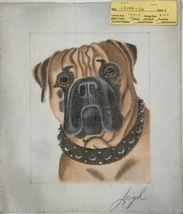 Handbemalte BULLMASTIFF Bull Mastiff Hund Nadelspitze Leinwand 8" x 10" - Bild 1 von 1