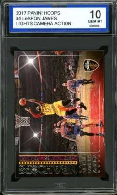 LeBron James Card 2017-18 Panini Hoops Lights Camera Action #4 ISA 10 GEM MINT - Image 1 of 2