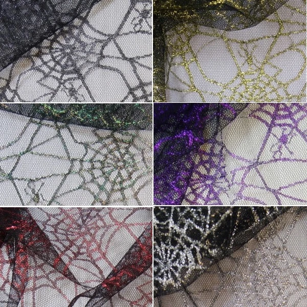 Spiderweb Net Lace Fabric Spider Halloween Cobweb Gothic Material - Image 1 of 1