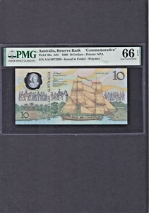 1988 Aus Reserve Bank $10 Commemorative Note P-49a Gem UNC PMG 66 EPQ Prefix AA - Picture 1 of 2