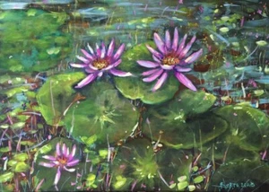 Acrylmalerei Blumen Bild See Ölbild Öl Malerei Leinwand Impressionismus Kunst - Bild 1 von 7