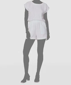 $199 Monrow Women's White Round Neck Short Sleeve One-Piece Romper Size M - Picture 1 of 4