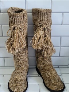 NWOT MUK LUKS Women’s Fleece Lined Sweater Slipper Boots Color Heathered Brown S - Picture 1 of 8