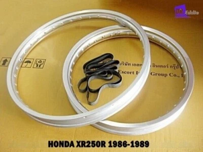 HONDA XR250R 1986-1989  FRONT & REAR ALUMINIUM SILVER WHEEL RIM SET  *BI5384* - Изображение 1 из 4