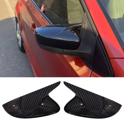 2Pcs Carbon Fiber Look Rearview Mirror Cover Trim Caps For 2011-2015 Skoda Rapid - Imagem 1 de 4
