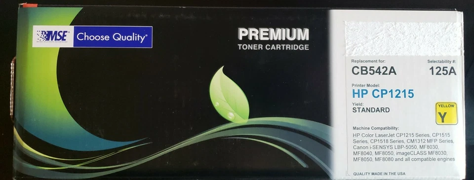 Cartucho de tóner amarillo MSE (alternativa para HP CB543A 125A) (1400 rendimiento) Foto 1 de 2