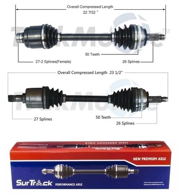 Комплект из пары передних левых и правых валов оси CV для Acura Integra Honda Civic - Изображение 1 из 2