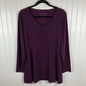 Susan Graver Modern Essentials Liquid Knit Tunic Top Size Large Purple - Picture 1 of 13
