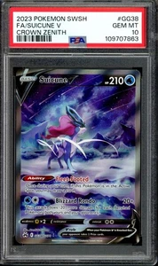 PSA 10 GEMA COMO NUEVA Suicune V GG38/GG70 Corona Zenith ARTE ALTERNATIVO 2023 Pokémon - Imagen 1 de 3