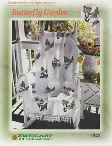 BEAUTIFUL CROSS STITCH BUTTERFLY GARDEN AFGHAN #J029 - Picture 1 of 1